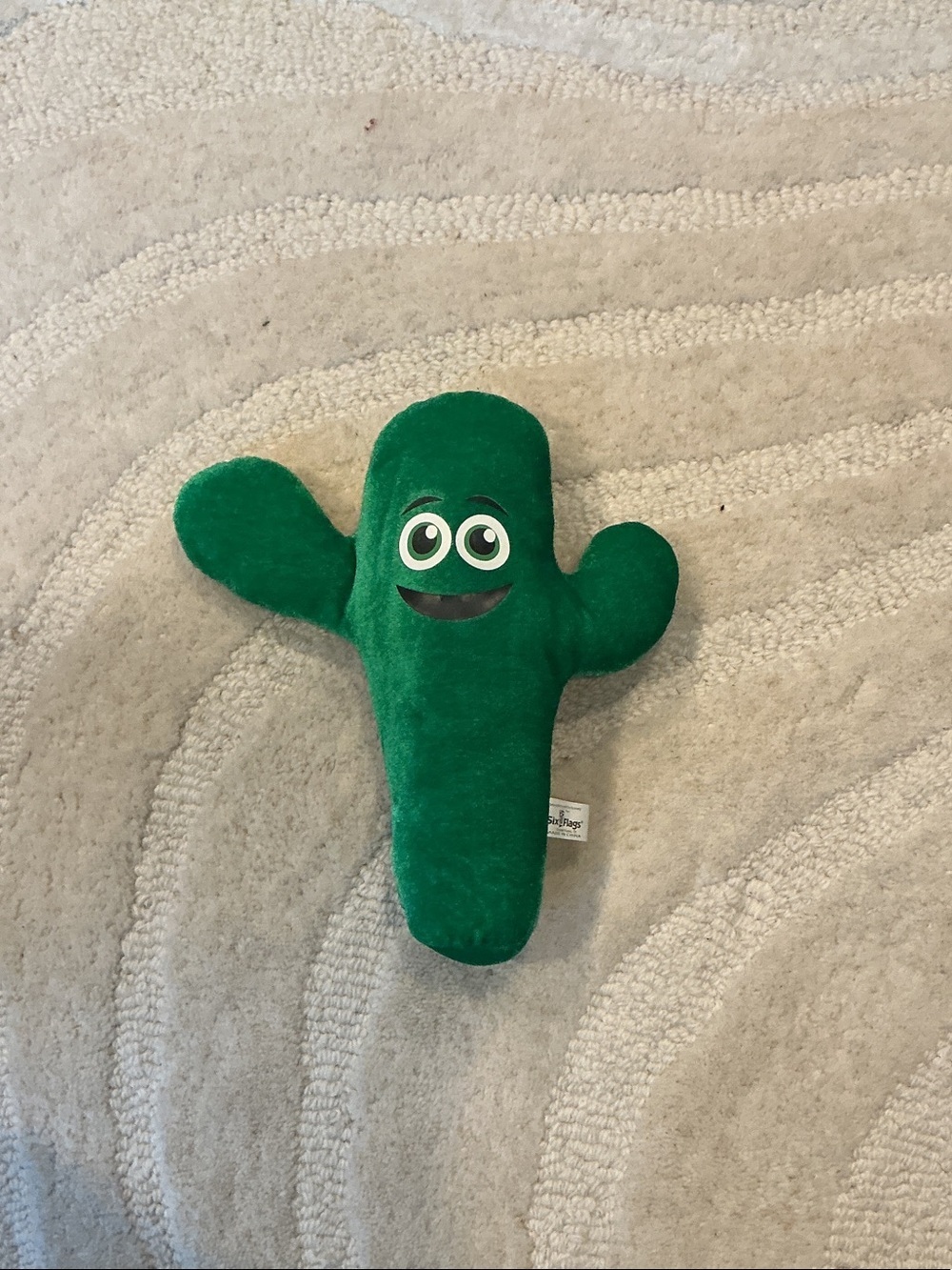 Green Plush Cactus Toy with Smiling Face
